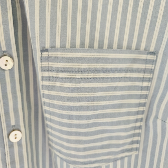 J. Jill Long Sleeve Tunic Top Womens Size Medium Tall Light Blue Striped - Picture 4 of 10